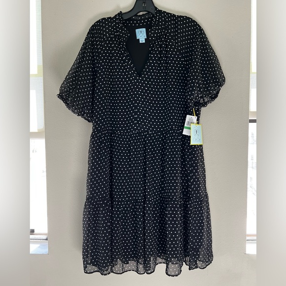 Cece Black and White Polka Dot Dress - Picture 1 of 4